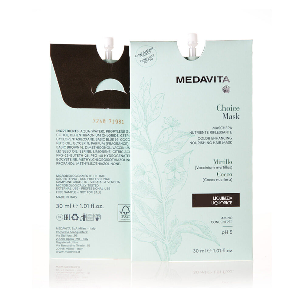 цветна маска за коса тъмно кафяво choice mask liquorice 200ml
