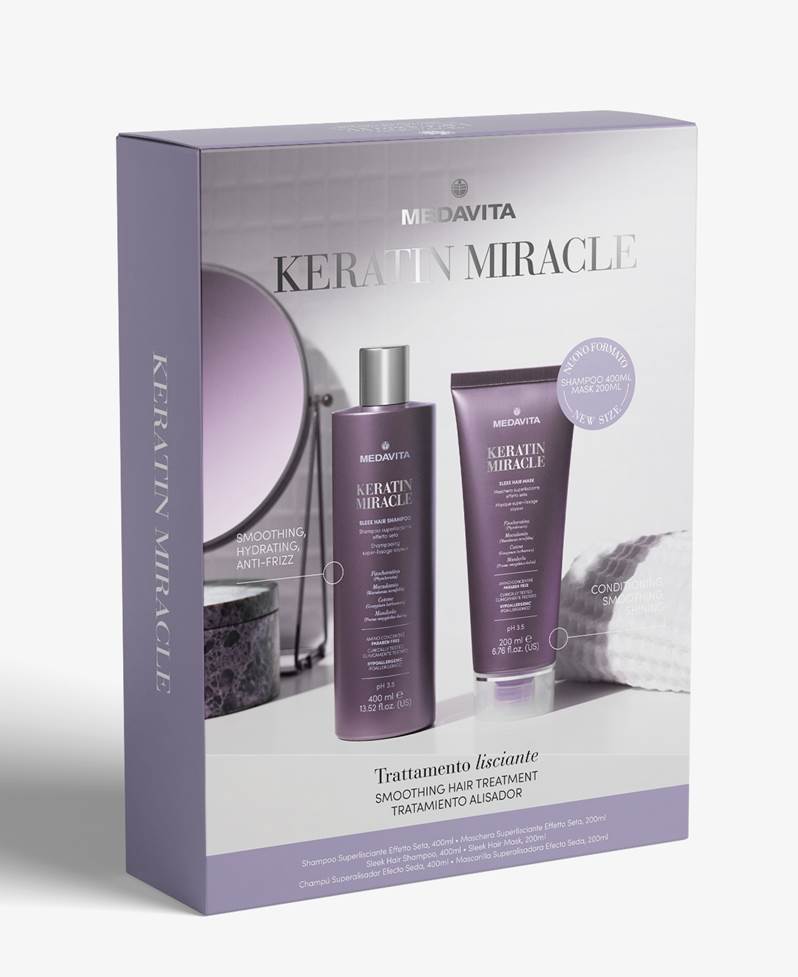 Голям комплект Keratin Miracle Medavita Kомплект за изглаждане и възстановяване на косата Keratin Miracle Medavita